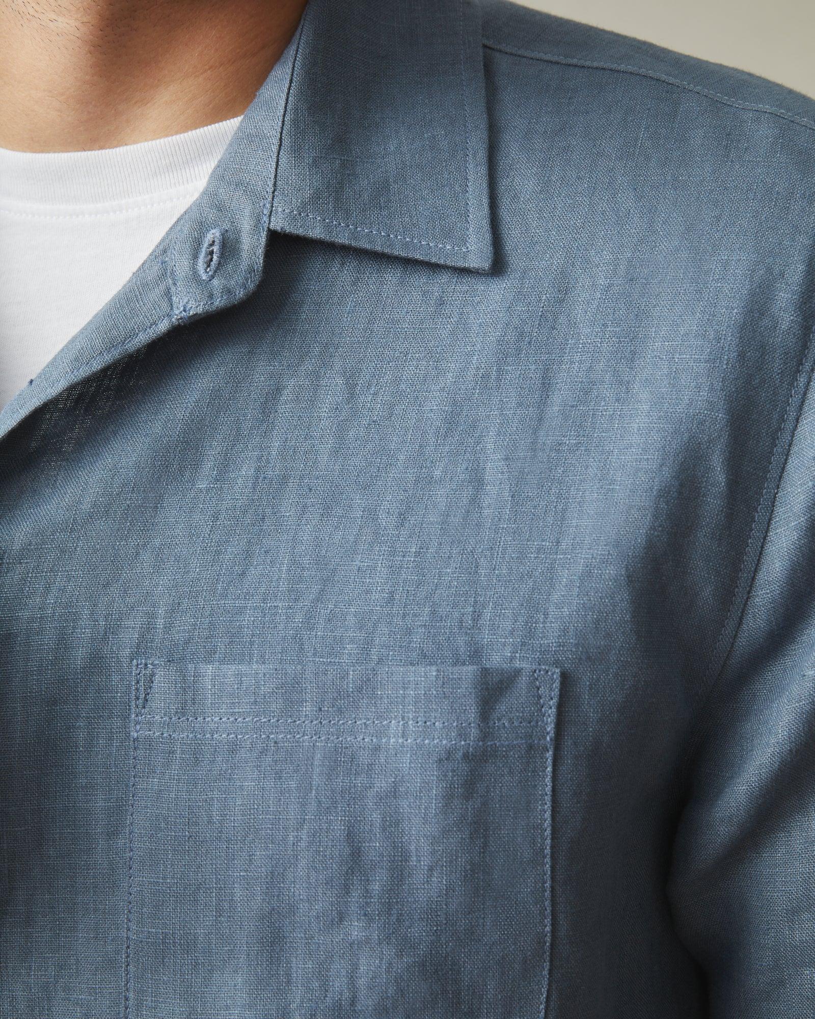 Men's Linen Shirt - Slate Blue Product Image