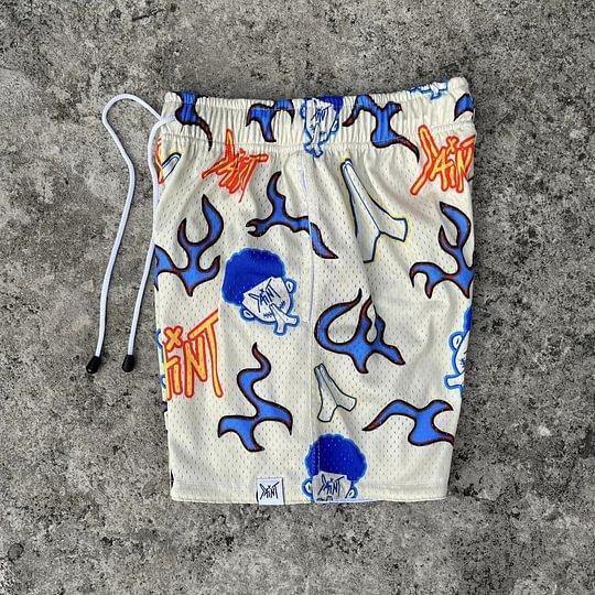 Sopula Street Sports Fashion Saint Graphic Drawstring Mesh Basketball Shorts Product Image