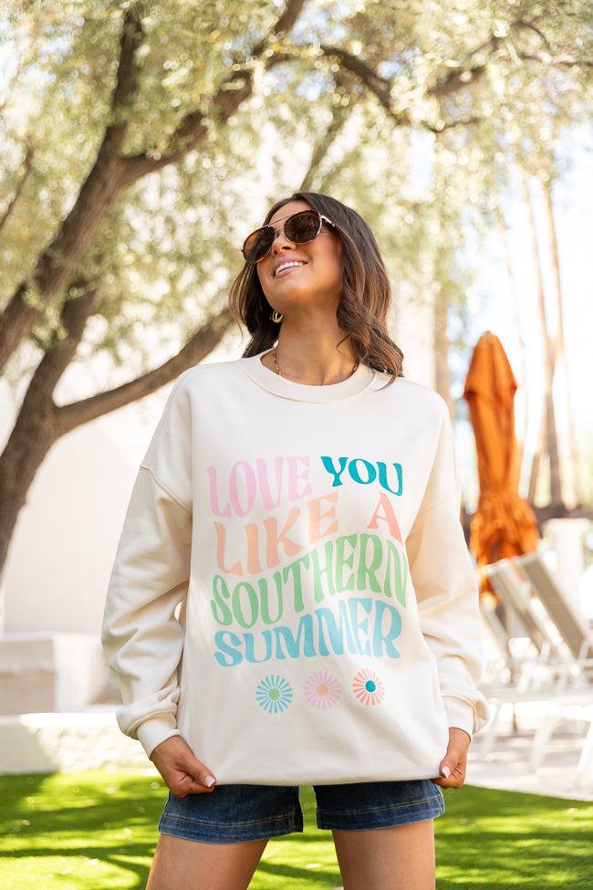Love You Like A Southern Summer Cream Graphic Sweatshirt Product Image
