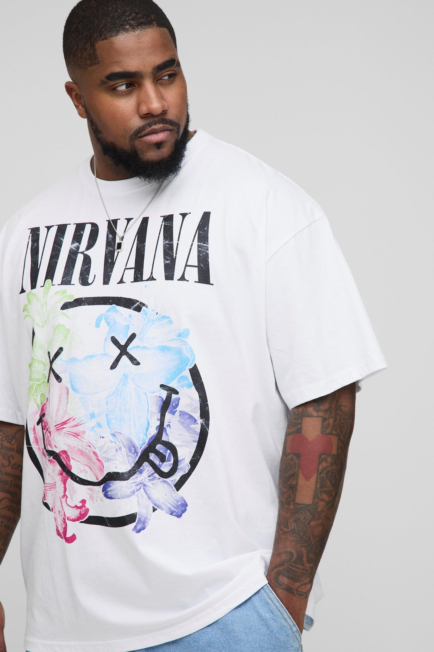 Plus Oversized Nirvana License Print T-Shirt | boohooMAN USA Product Image