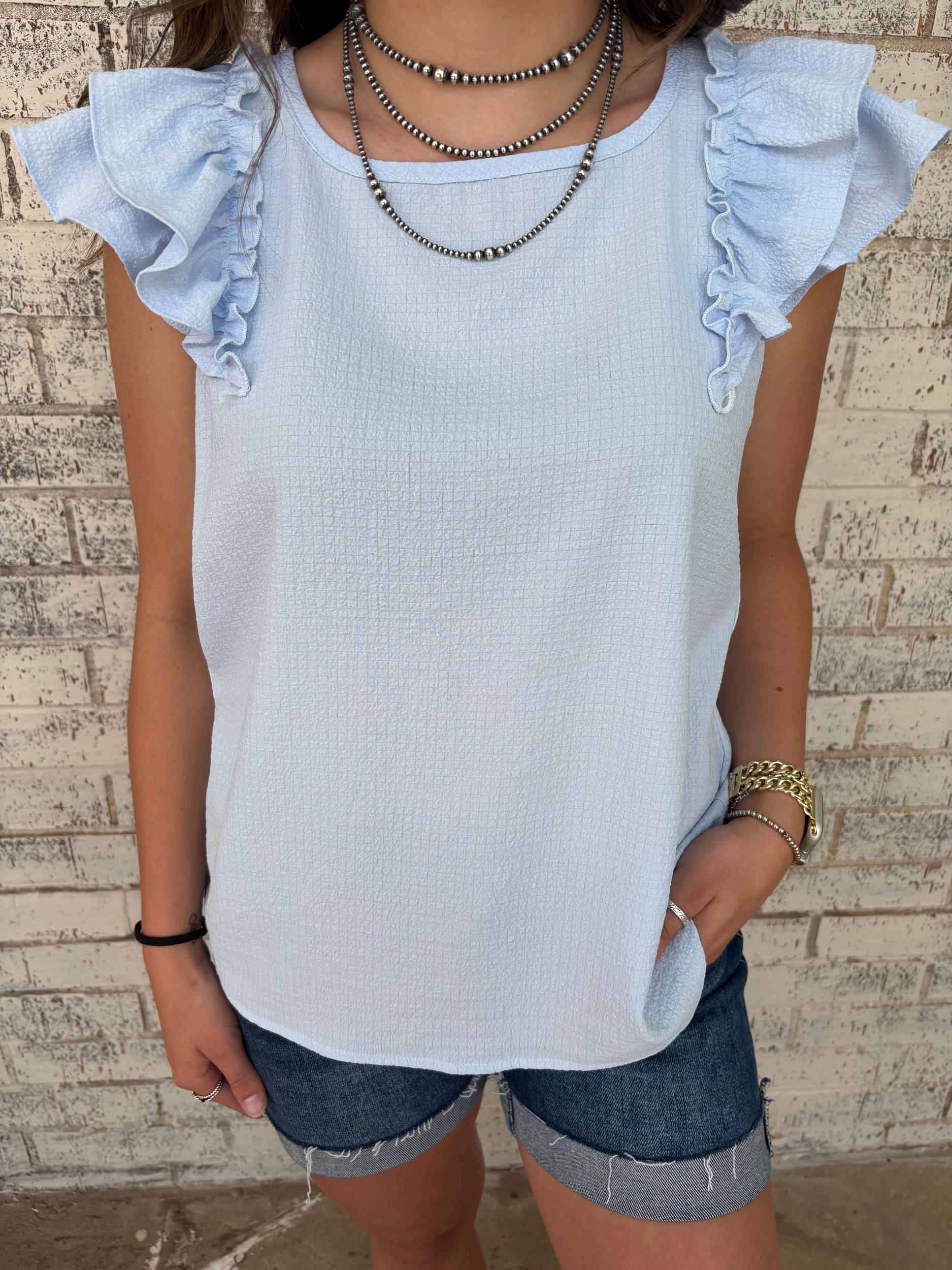 Textured Bow Frilled Butterfly Sleeve Blouse-3 Colors* Product Image