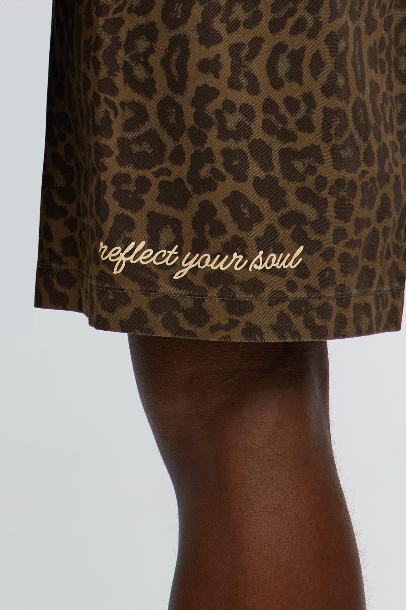 Soul 07 Cheetah Relaxed Drawstring Short - Brown Male Product Image