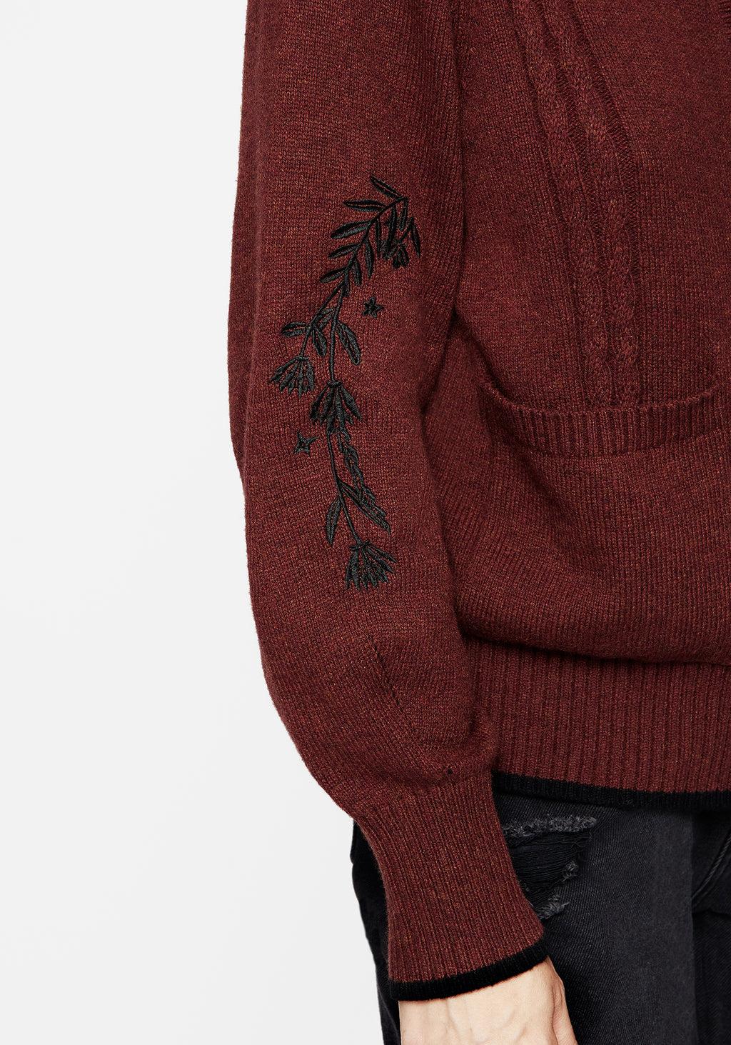 Foxfire Embroidered Cable Knit Cardigan Product Image