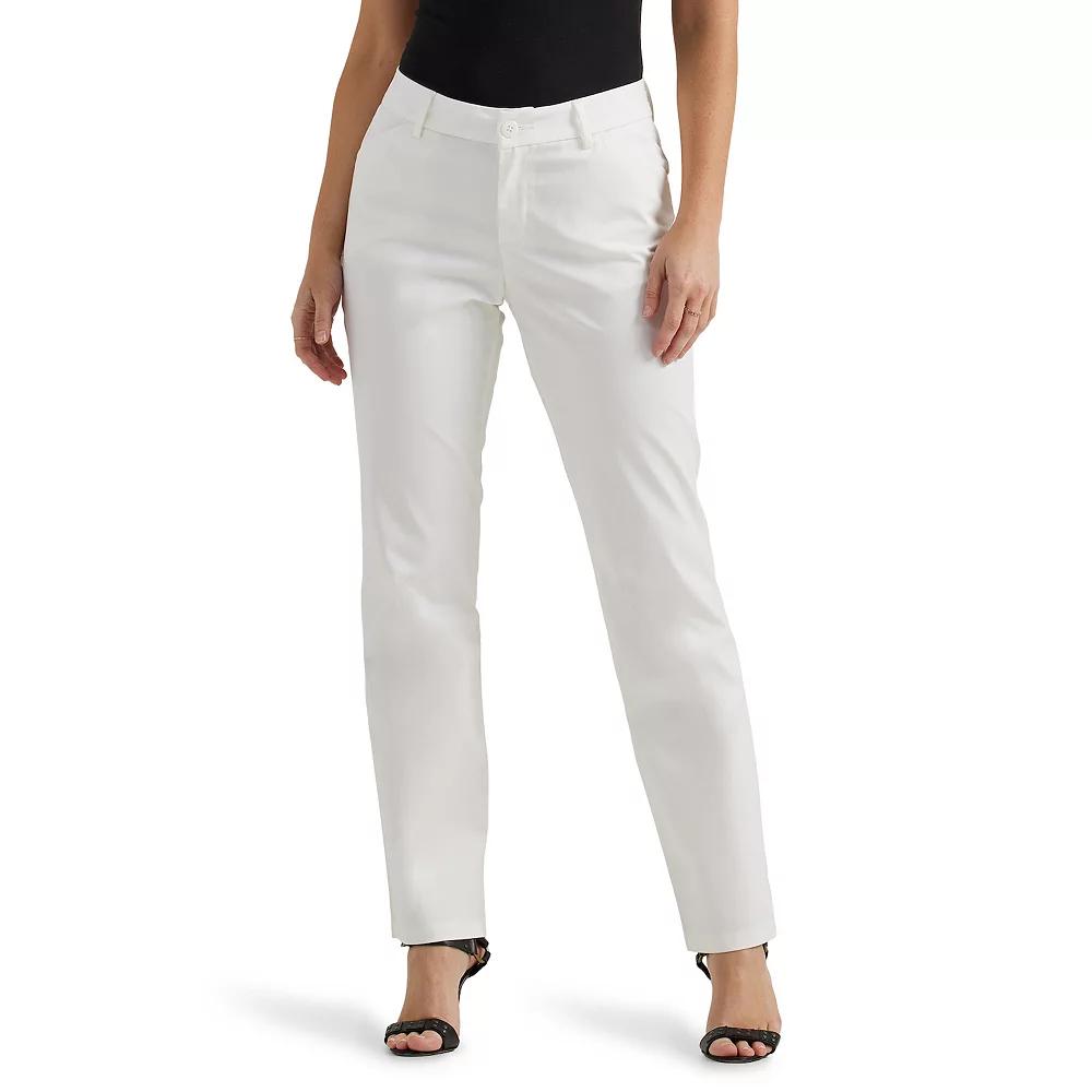 Women's Lee® Wrinkle-Free Relaxed Fit Straight-Leg Pants, Size: 12 T/Large, White Product Image