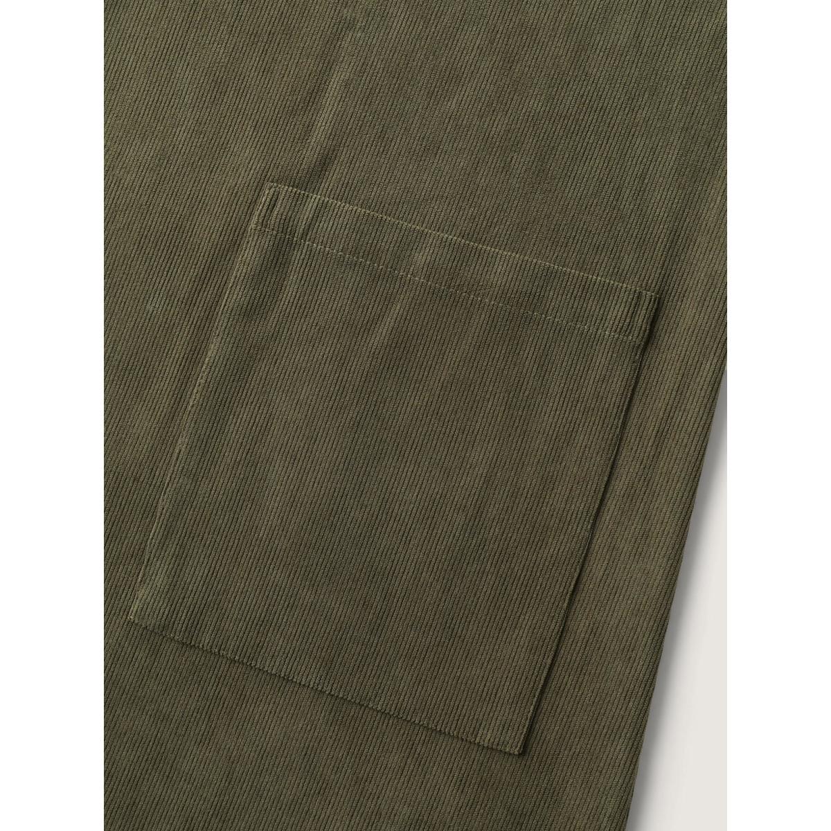 Plus Size Hooded Button-Front Pockets Jacket Women ArmyGreen Contrast Loose Patch pocket Casual Jackets BloomChic 22-24/3X Product Image