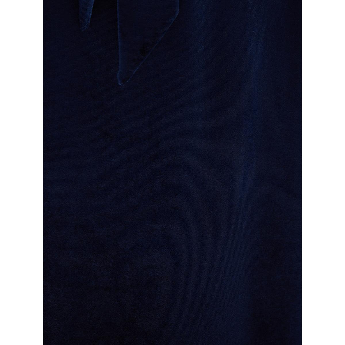 Plus Size Glitter Striped Patchwork Surplice Neck Pocket Belted Velvet Dress Indigo Women Party Belted V-neck Long Sleeve Curvy Midi Dress BloomChic 10/M Product Image