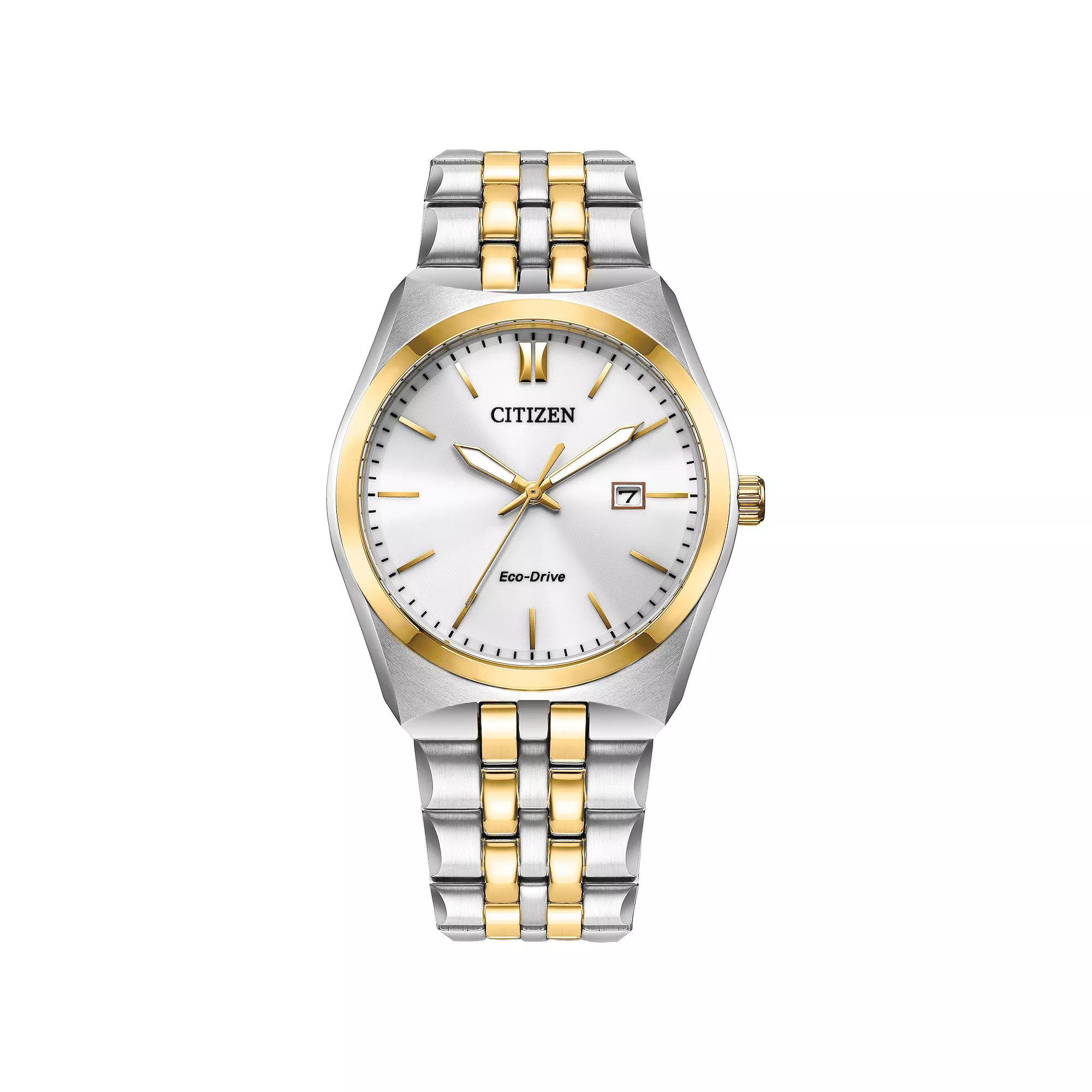 Citizen Eco-Drive Corso Mens Two-Tone Stainless Steel Bracelet Watch Gold Silver Product Image