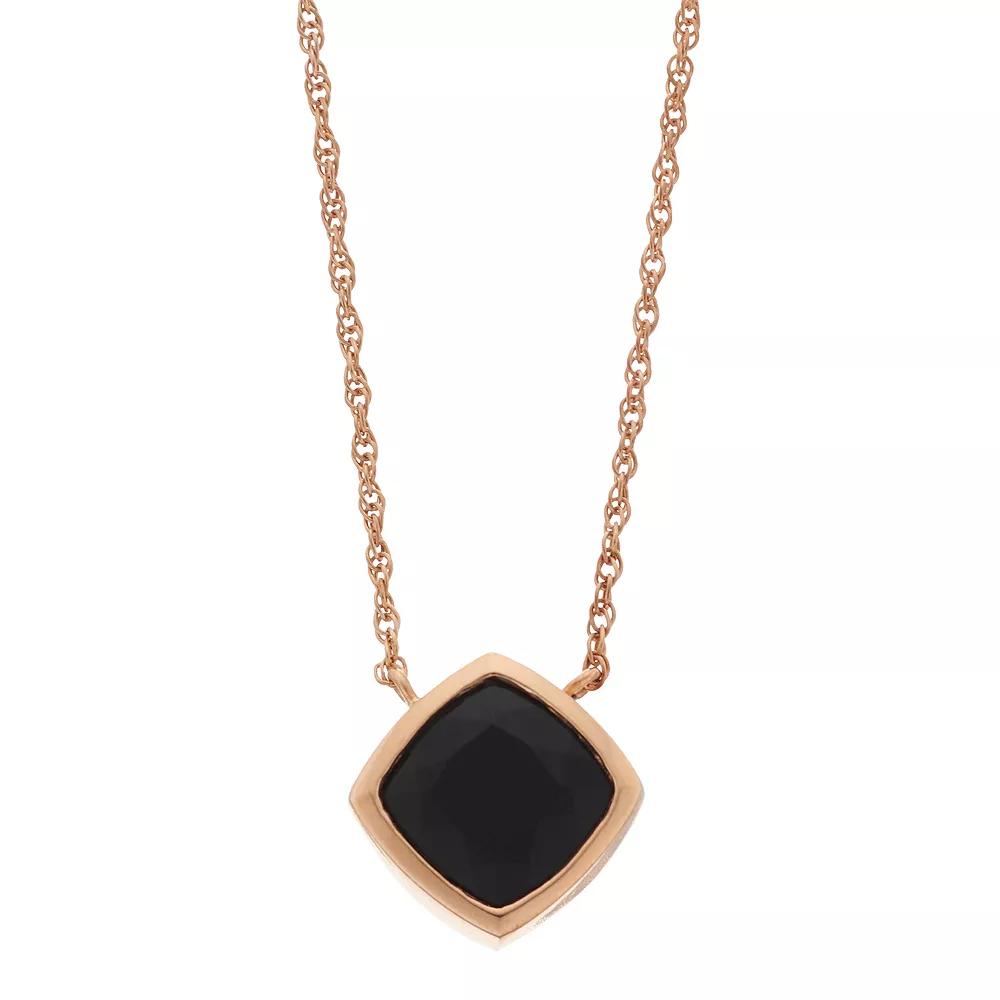 14k Rose Gold Over Silver Onyx Necklace, Women's, Size: 18" Product Image