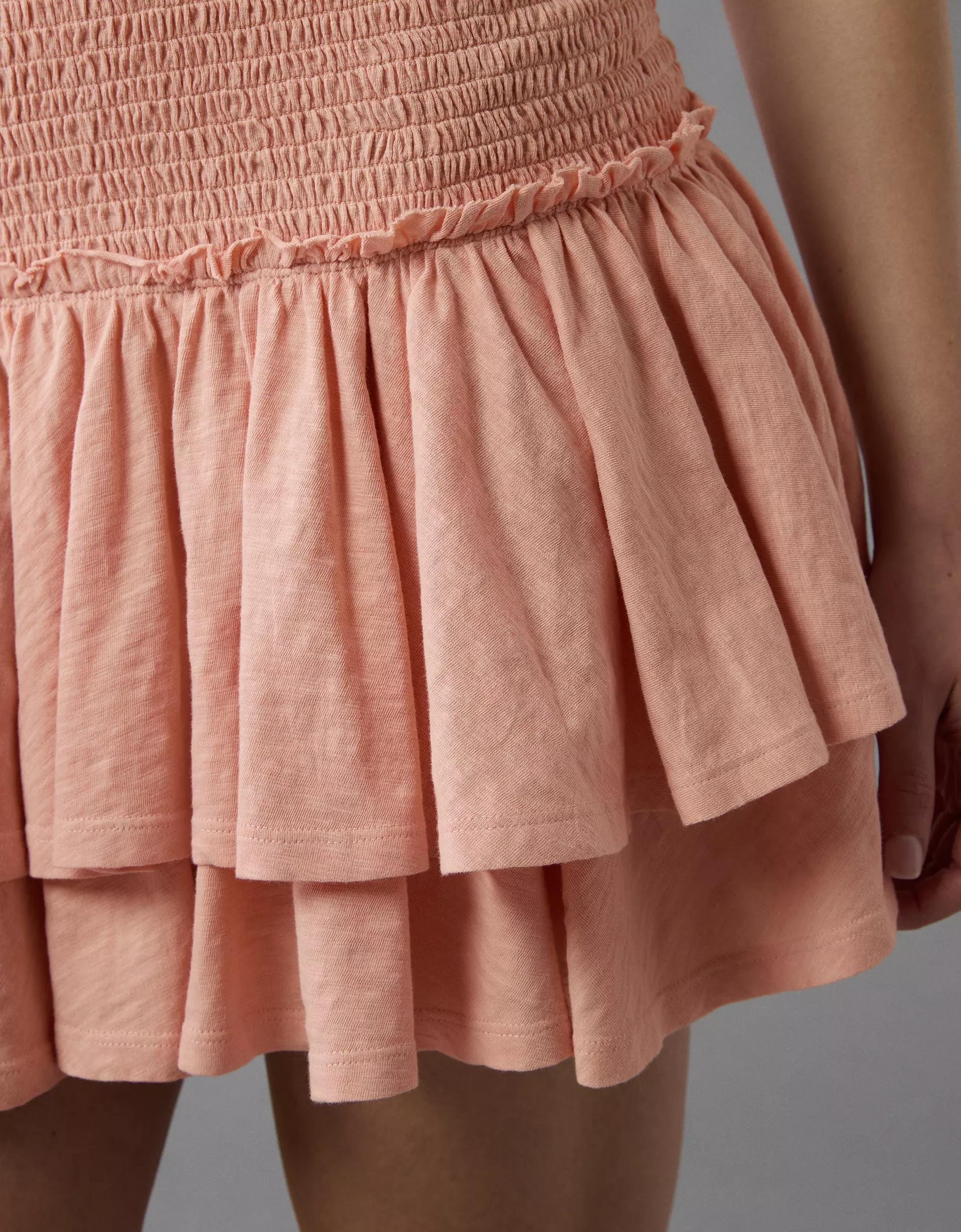 AE Sunchaser Knit Smocked Drop Waist Mini Dress Product Image