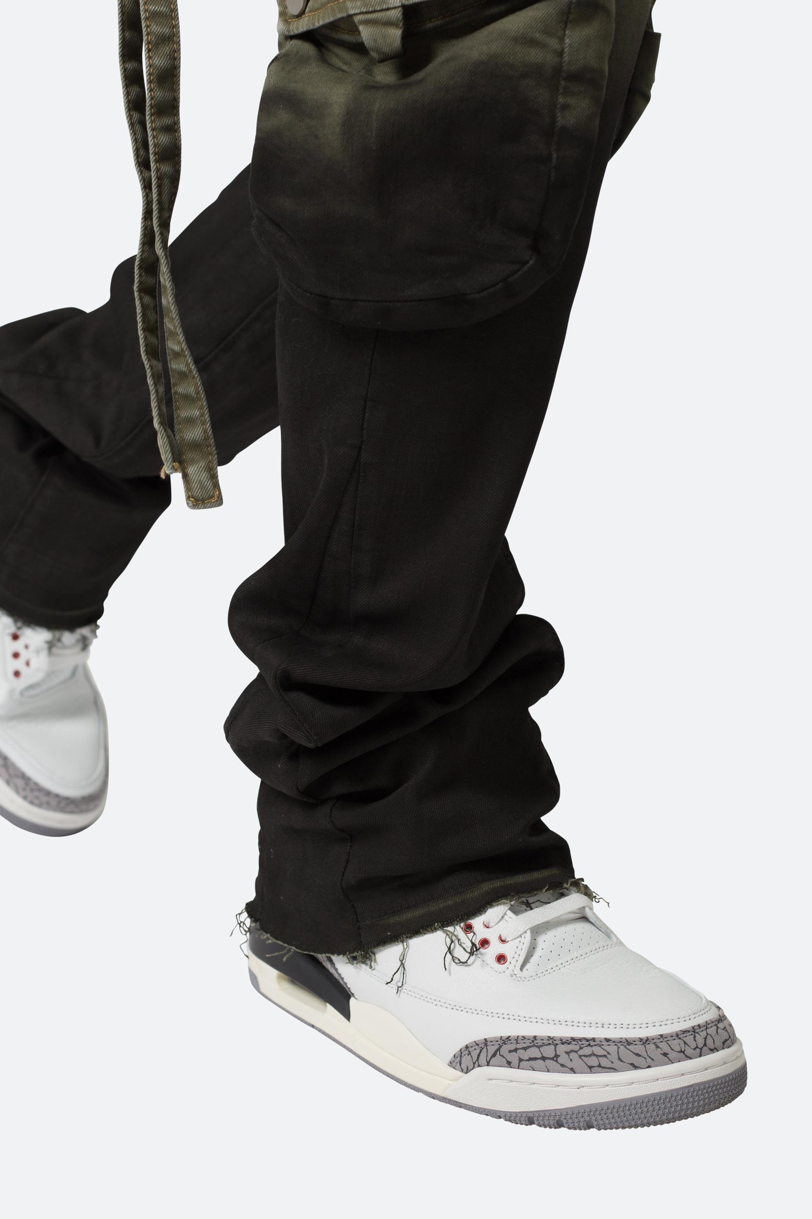 B569 Cargo Flare Denim - Olive/Black Product Image