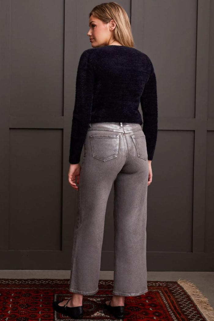Audrey Wide Leg Jeans w/ Silver Coating Product Image