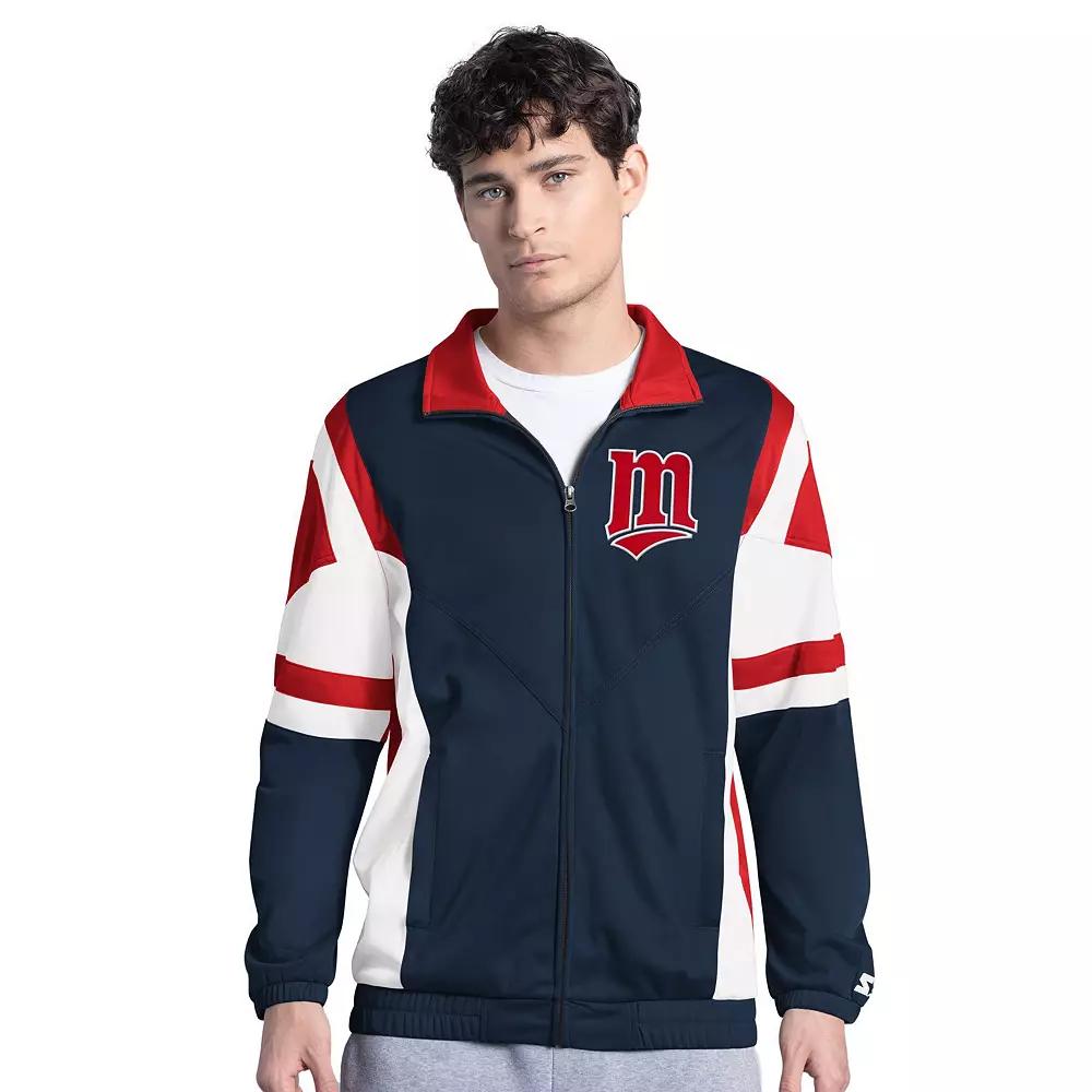Men's Starter Navy/Red Minnesota Twins Contender Tricot Full-Zip Track Jacket,  Product Image