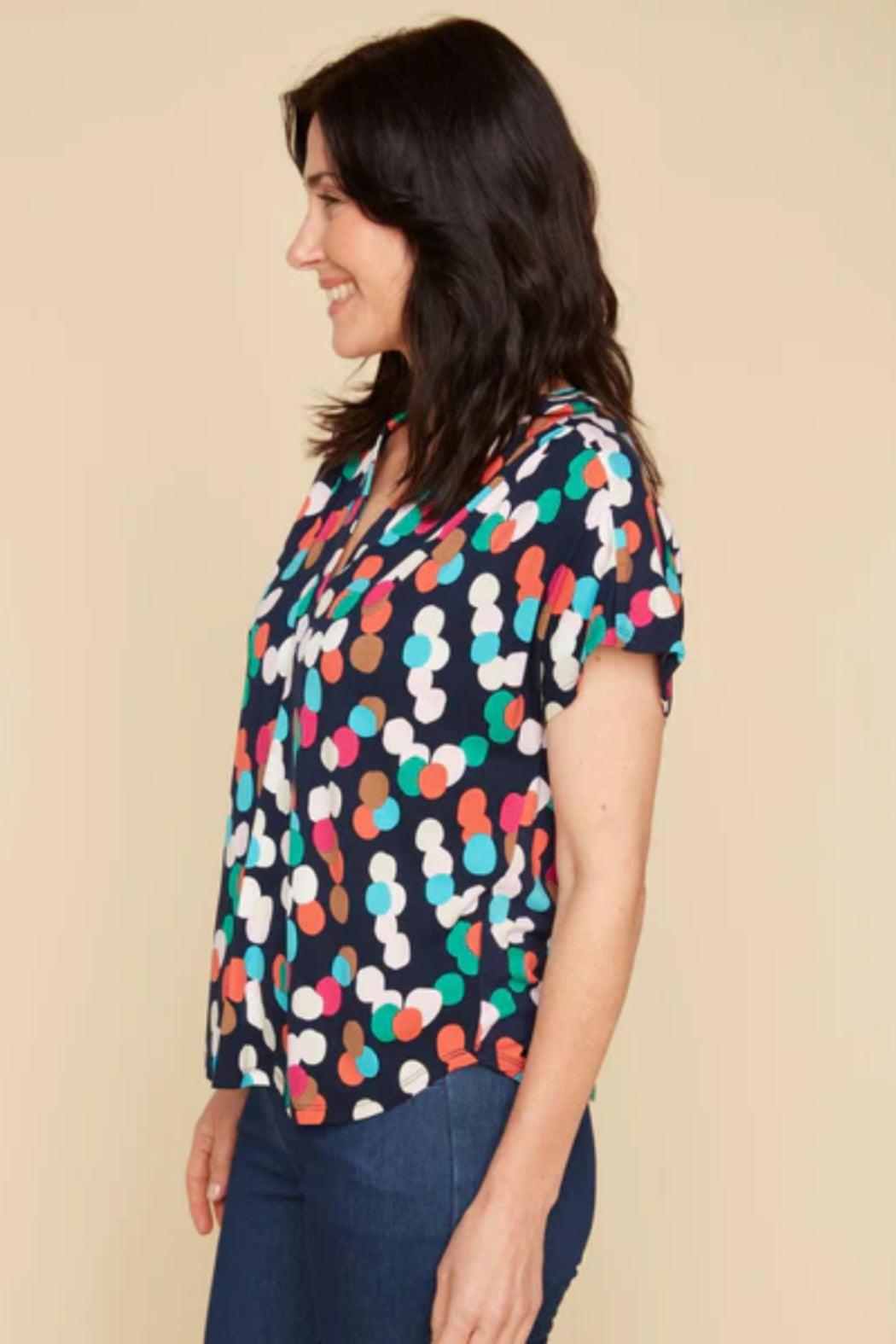 Print V-Neck Knit Top Product Image