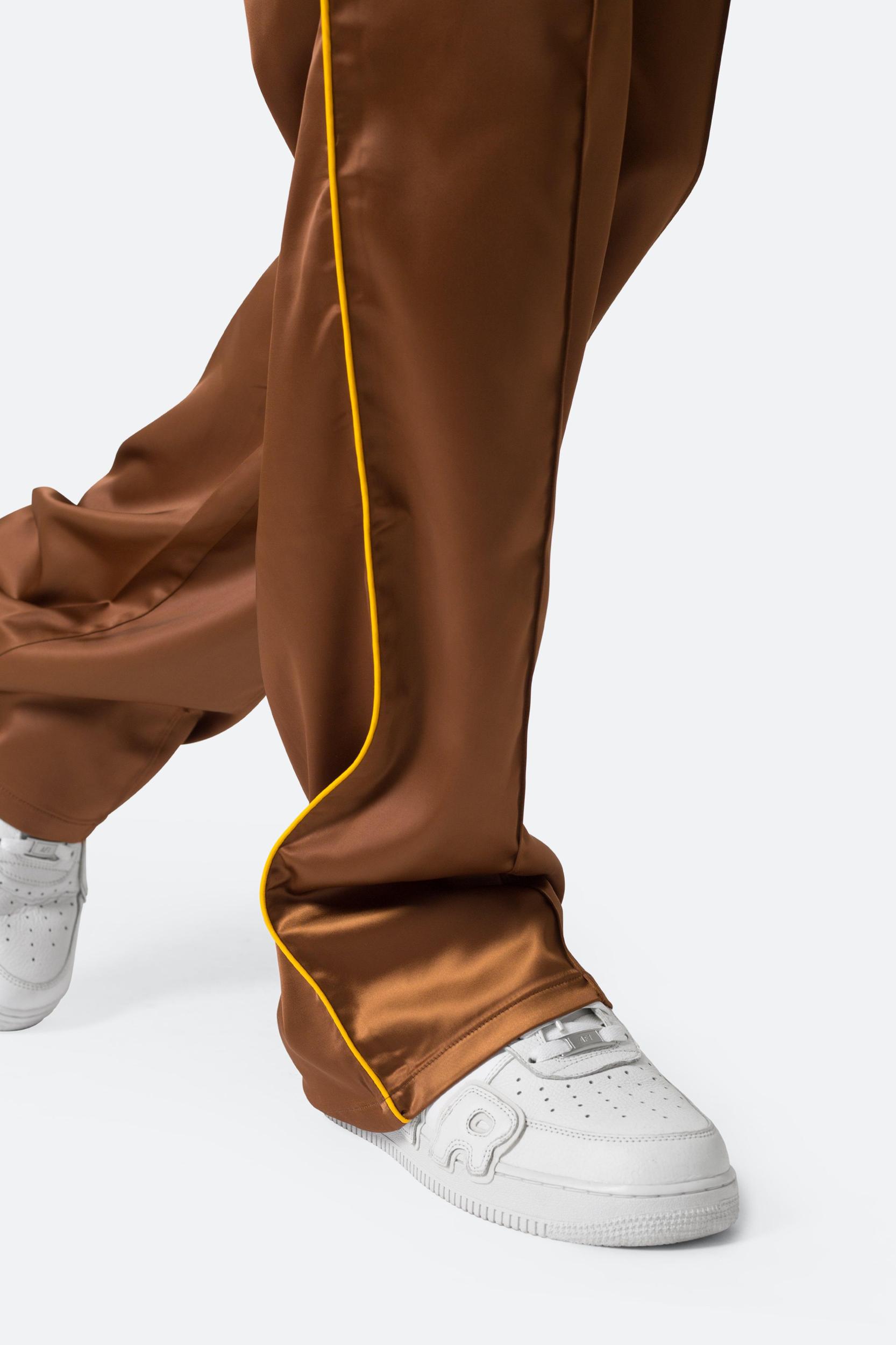Satin Stacked Pants - Brown Product Image