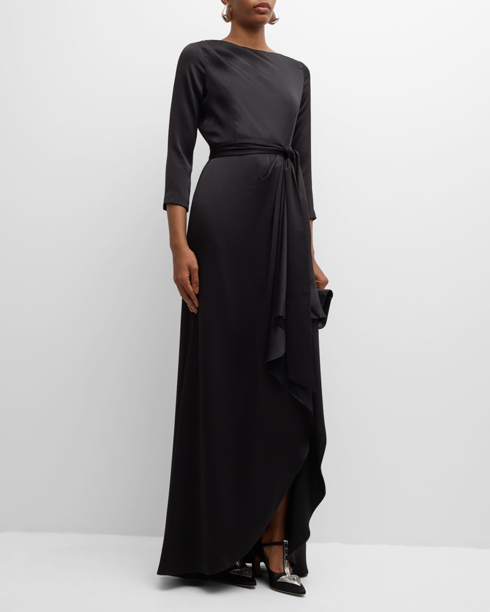 Draped Crepe Back Satin Gown Product Image