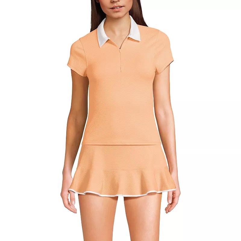 Women's Lands' End Short Sleeve Pique Johnny Collar UPF 50 Rashguard,  Product Image