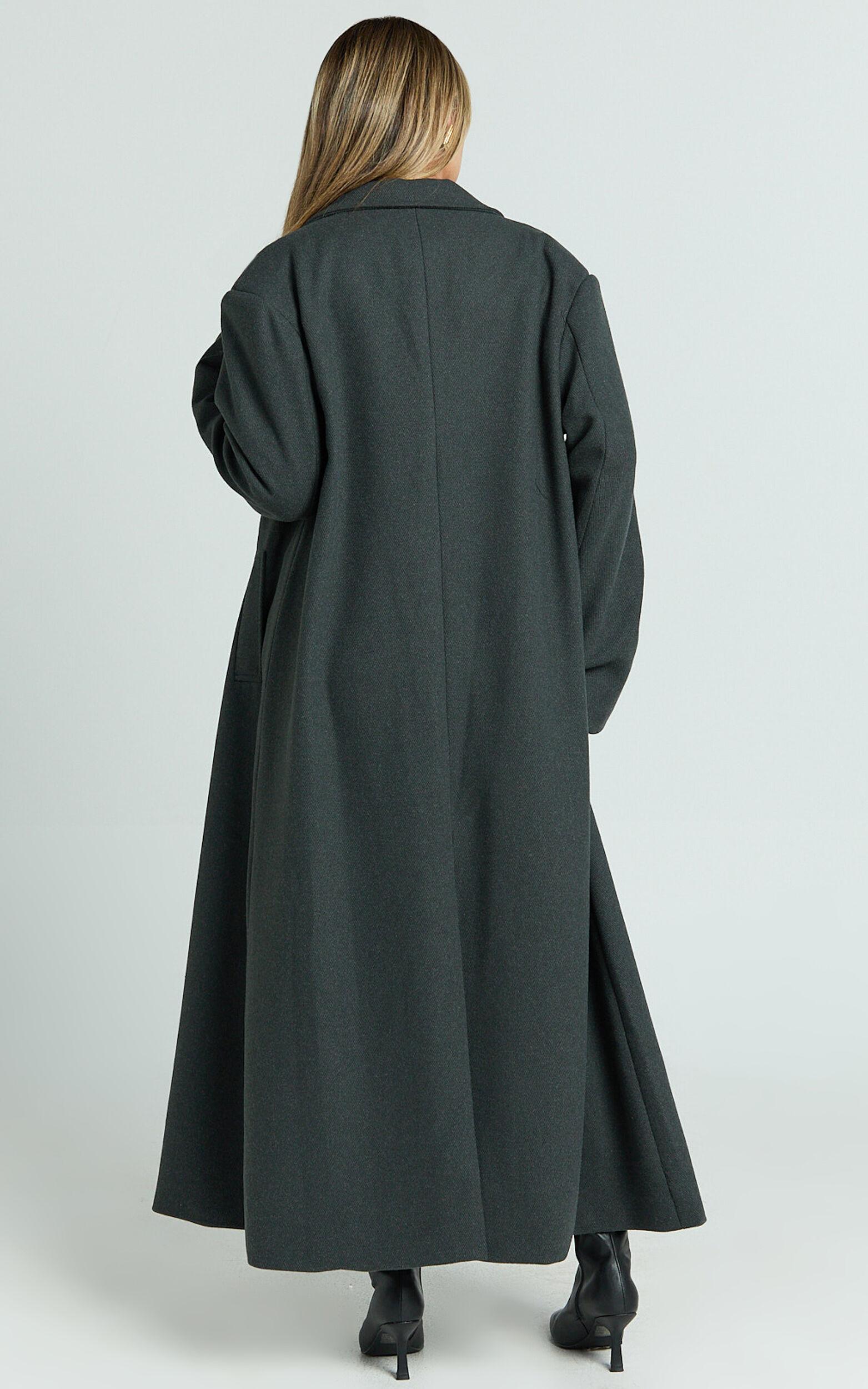 Silvena Coat - Oversized Longline Tailored Coat in Slate Grey Product Image