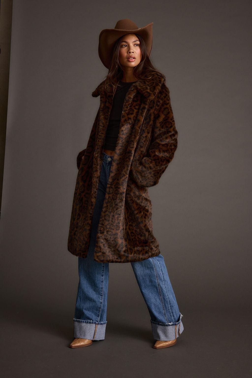 Rochelle Leopard Faux Fur Coat Product Image