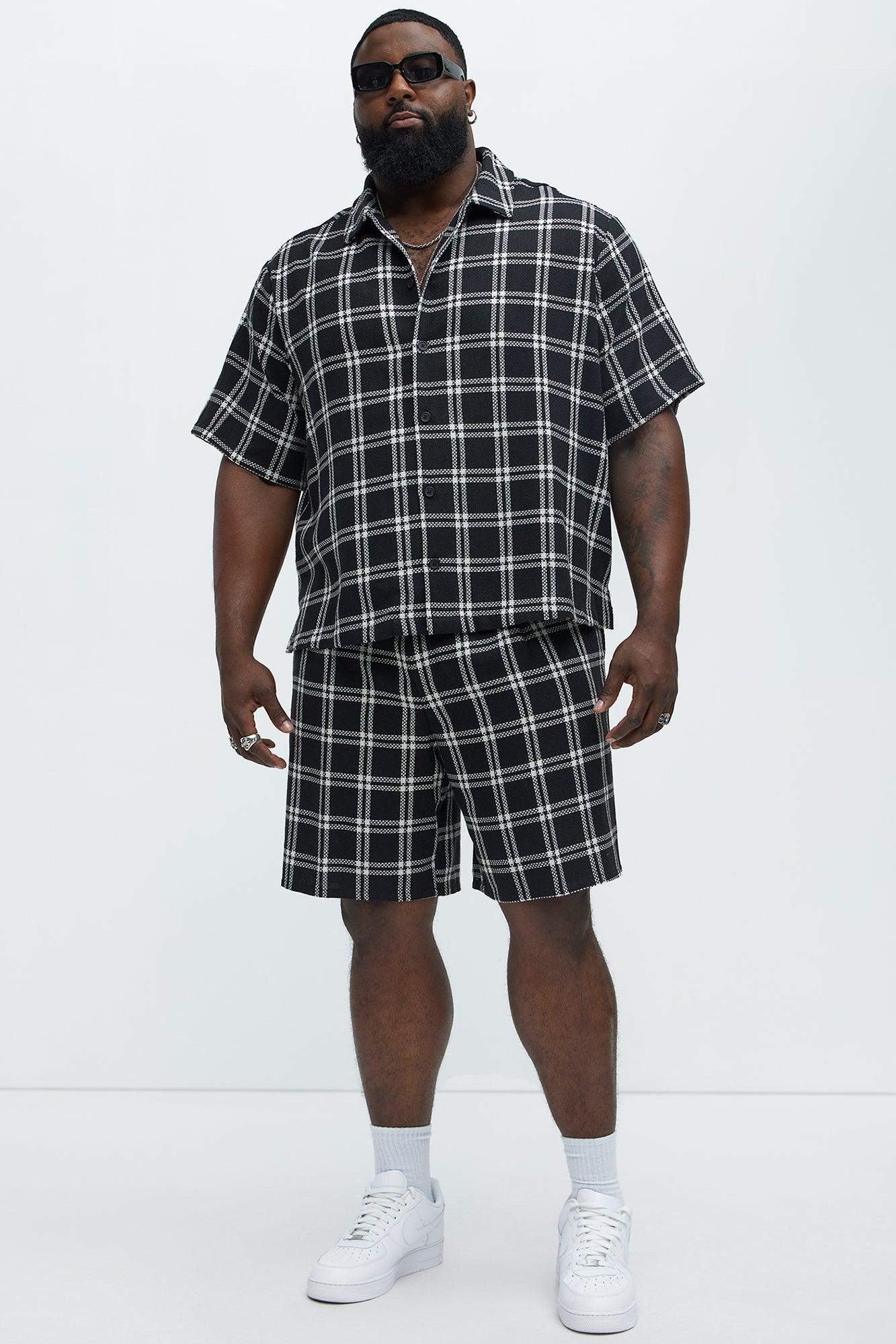 Porter Plaid Closed Collar Button Down Shirt - Black/combo Product Image