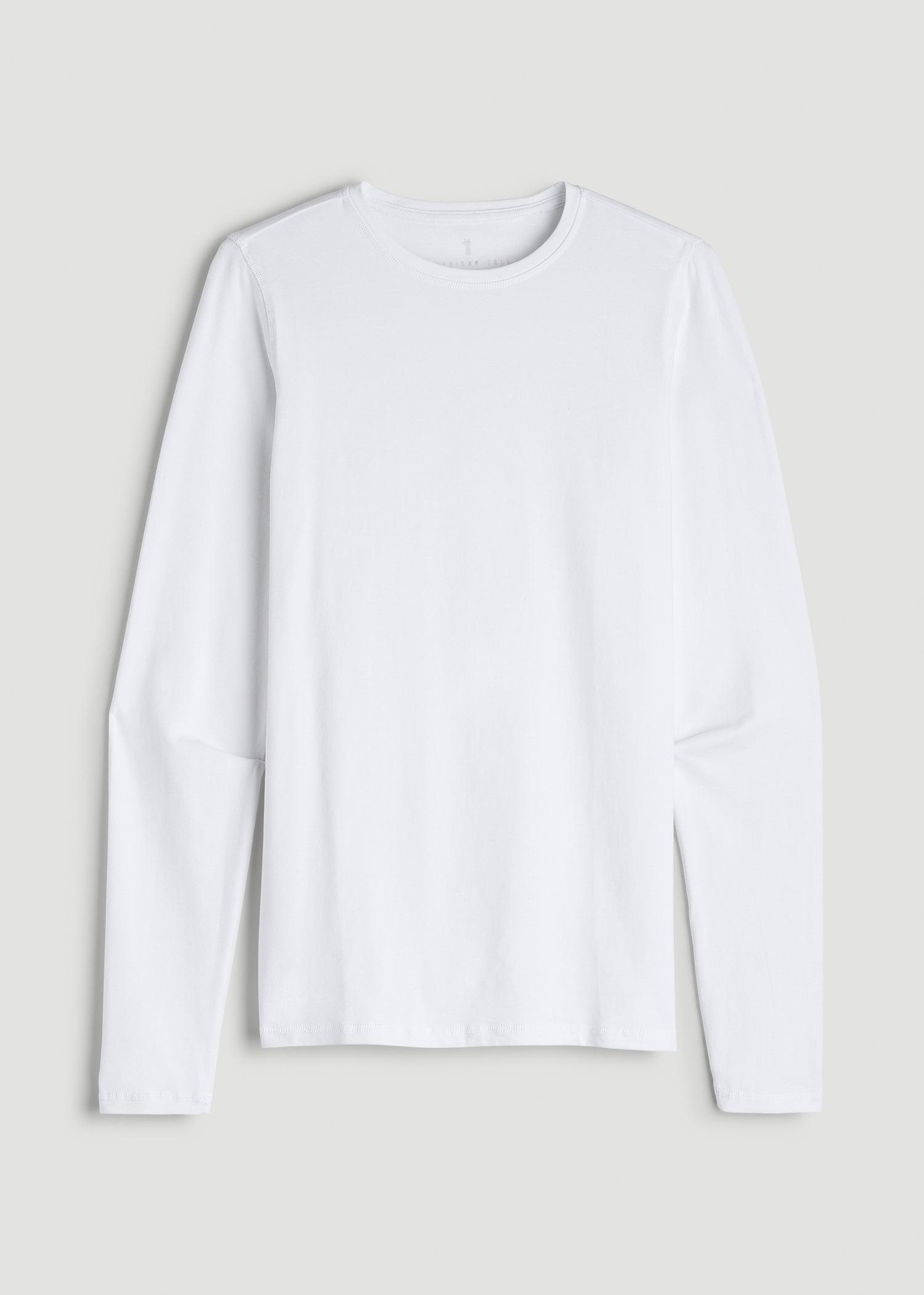 The Essential SLIM-FIT Long Sleeve Tee for Tall Men in White Male Product Image