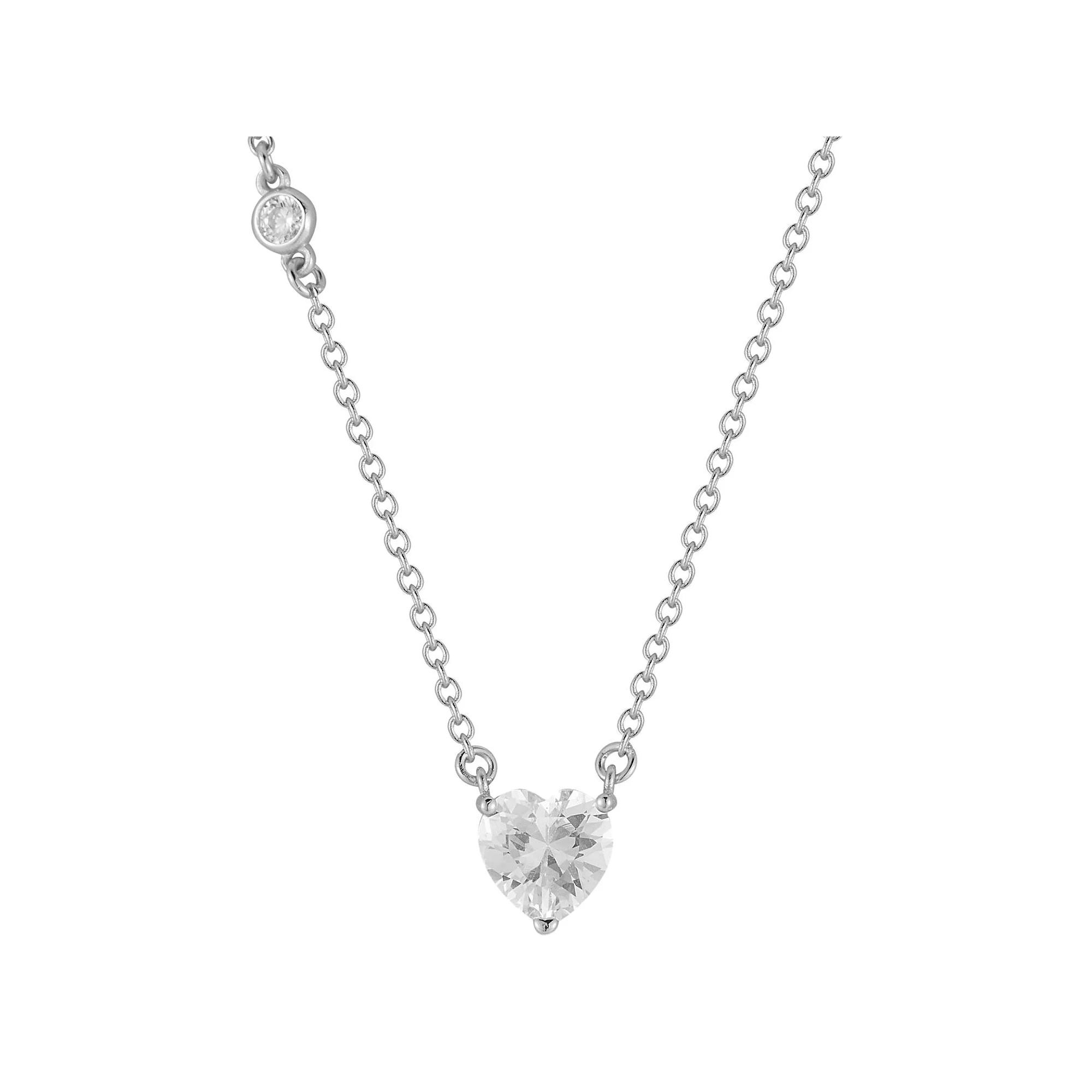 Sunkissed Sterling 14k Gold Over Silver Cubic Zirconia Heart Necklace, Women's, Size: 16", Silver Tone Product Image