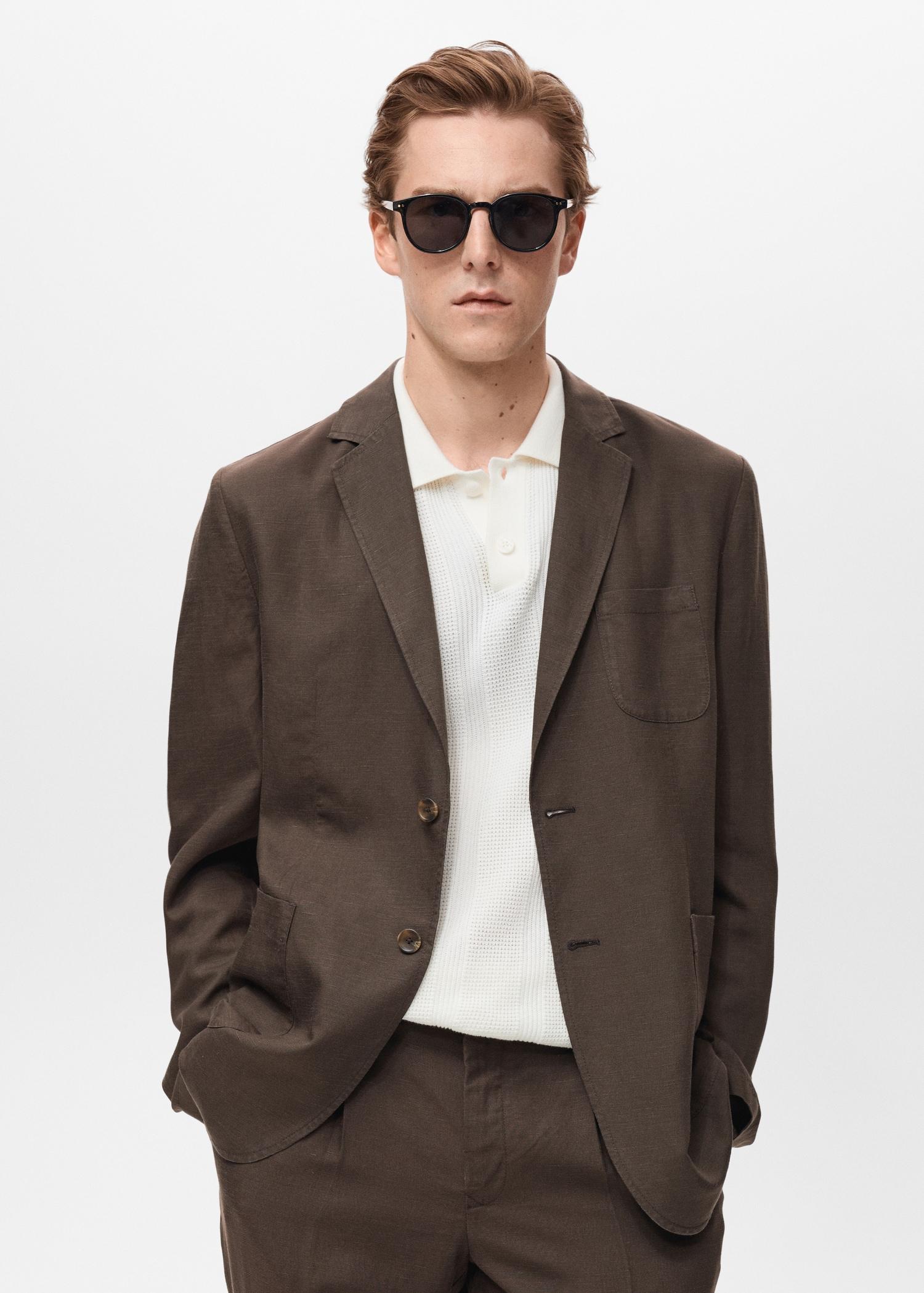 Slim fit linen suit blazer - Men | MANGO USA Product Image