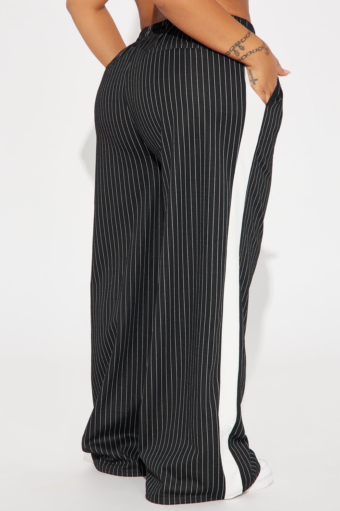 Want Nothing More Pinstripe Track Pant - Black/combo Product Image