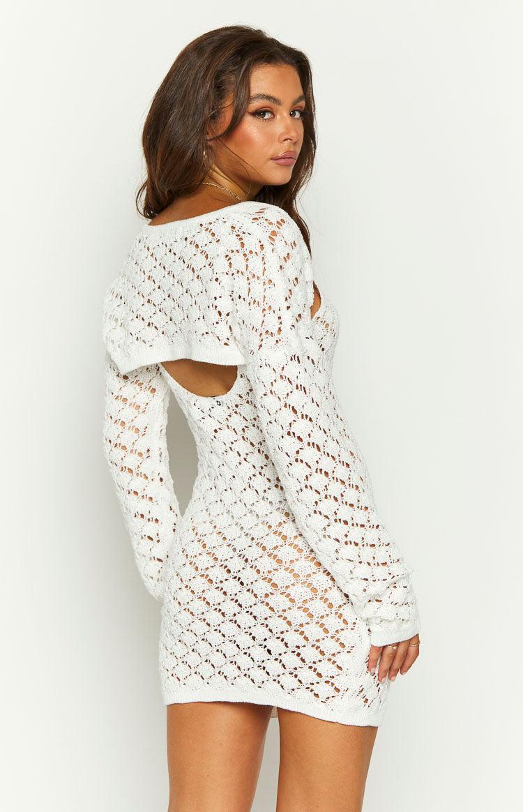 Courtney White Knit Mini Dress Product Image