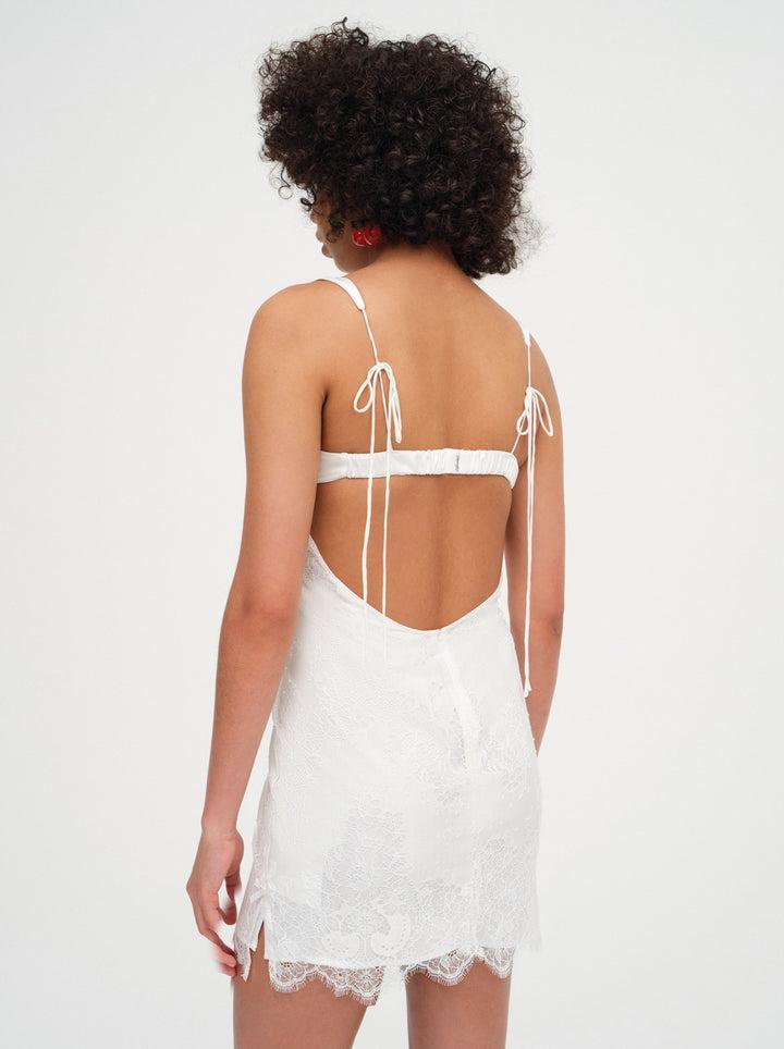 Allira Lace Mini Dress — White Product Image