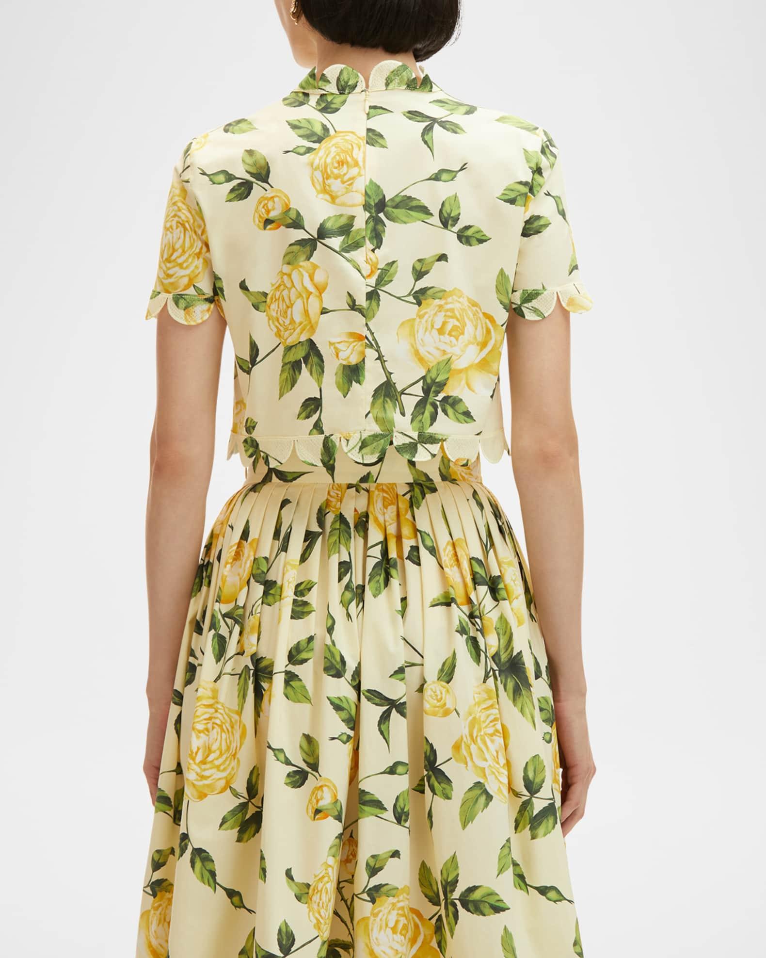 English Roses Scalloped Crop Poplin Blouse Product Image