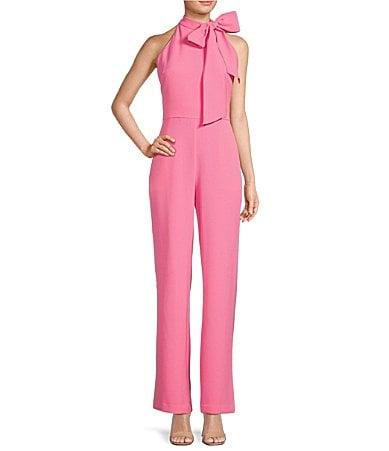 Vince Camuto Sleeveless Bow Tie Mock Neck Jumpsuit Product Image