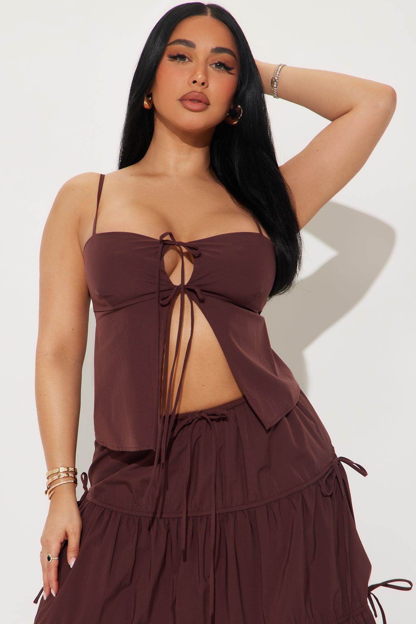 The Amelia Maxi Skirt Set - Brown Product Image