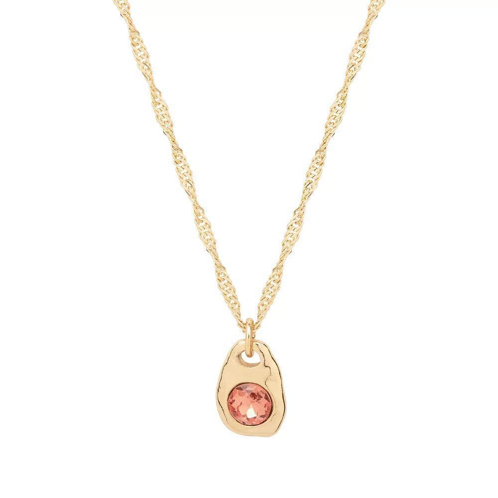 Emberly Gold Tone Hammered Stone Pendant Necklace, Women's, Orange Product Image