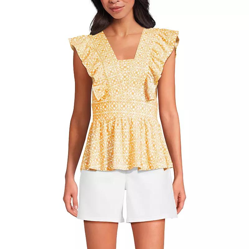 Women's Lands' End Lightweight Jersey Ruffle Peplum Top,  Product Image