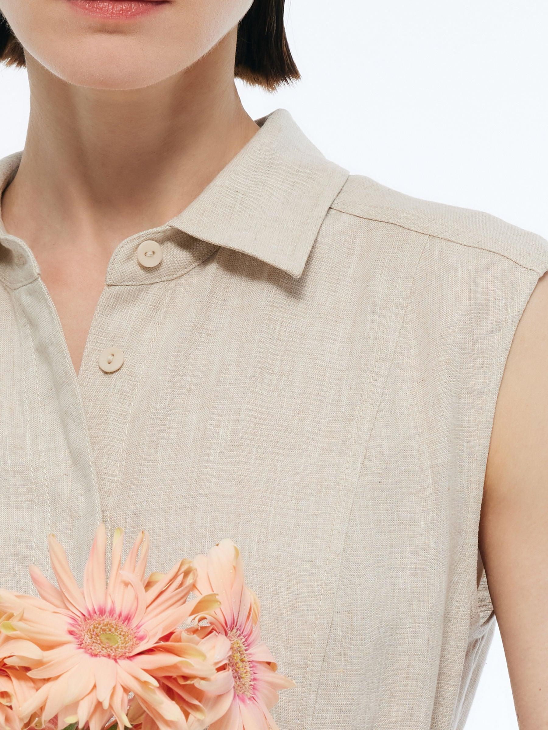 100% Linen Women Vest Maxi Shirt Dress With Belt Product Image