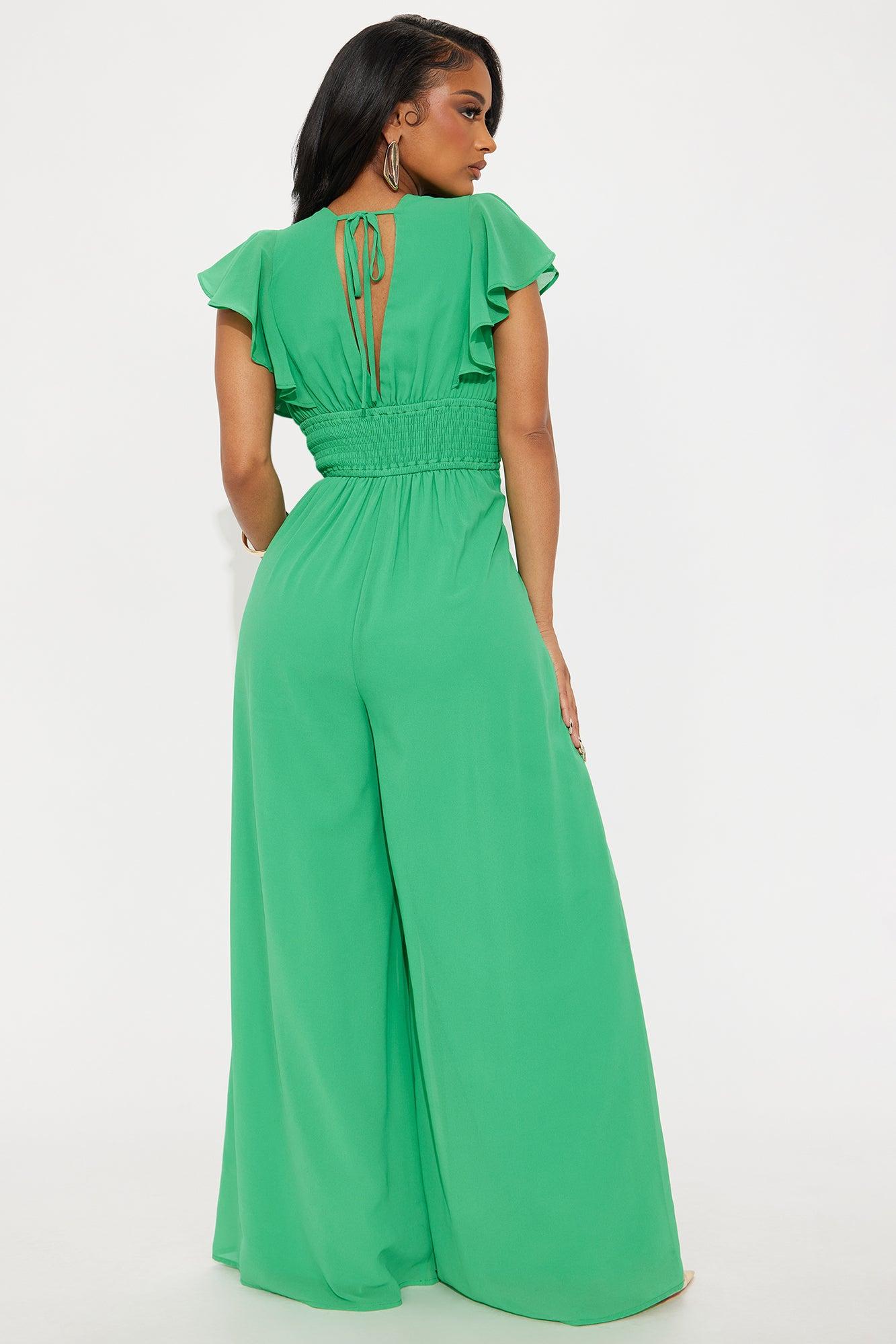Salome Chiffon Jumpsuit - Kelly Green Female Product Image