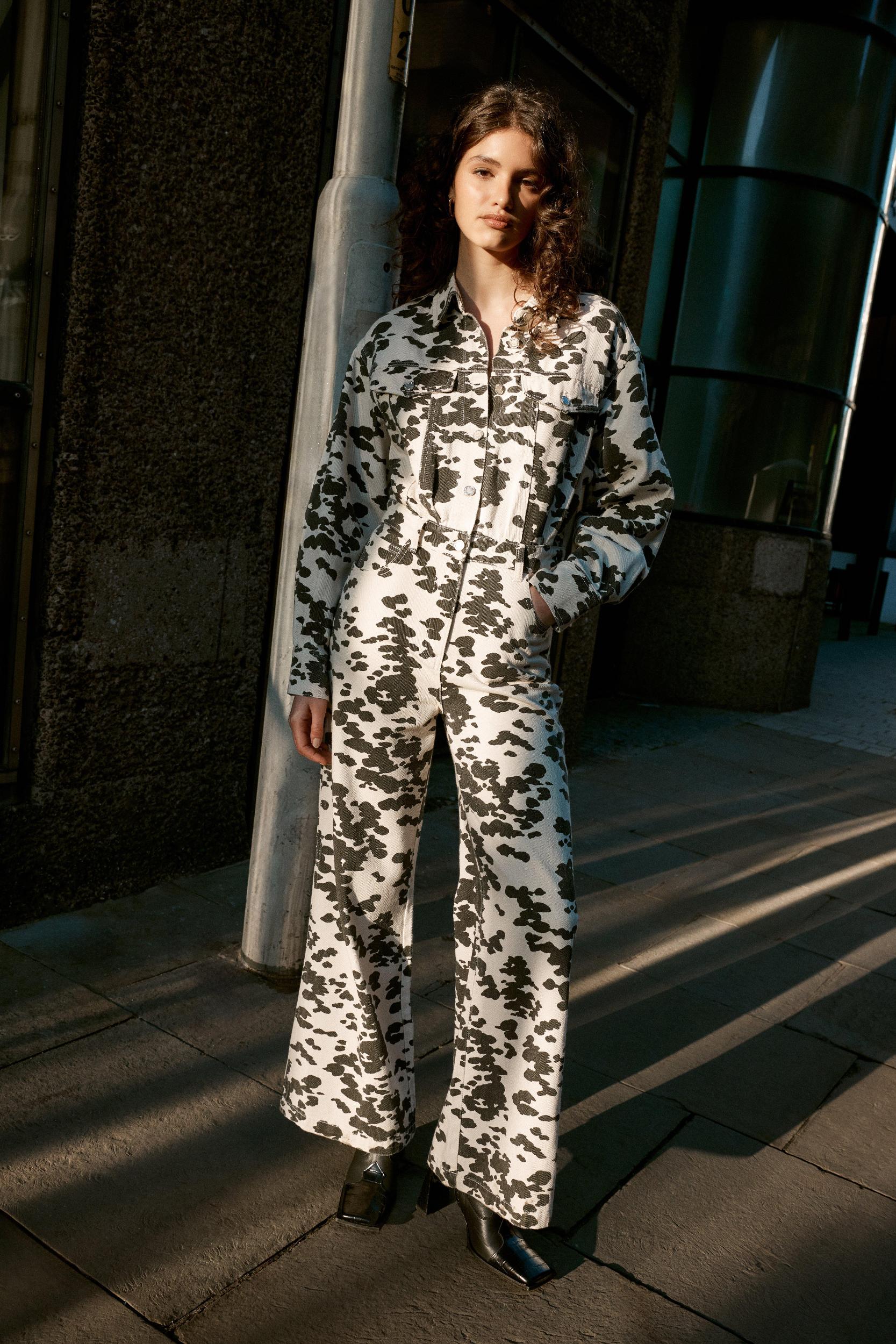 Denim Dalmatian Print Jumpsuit Product Image