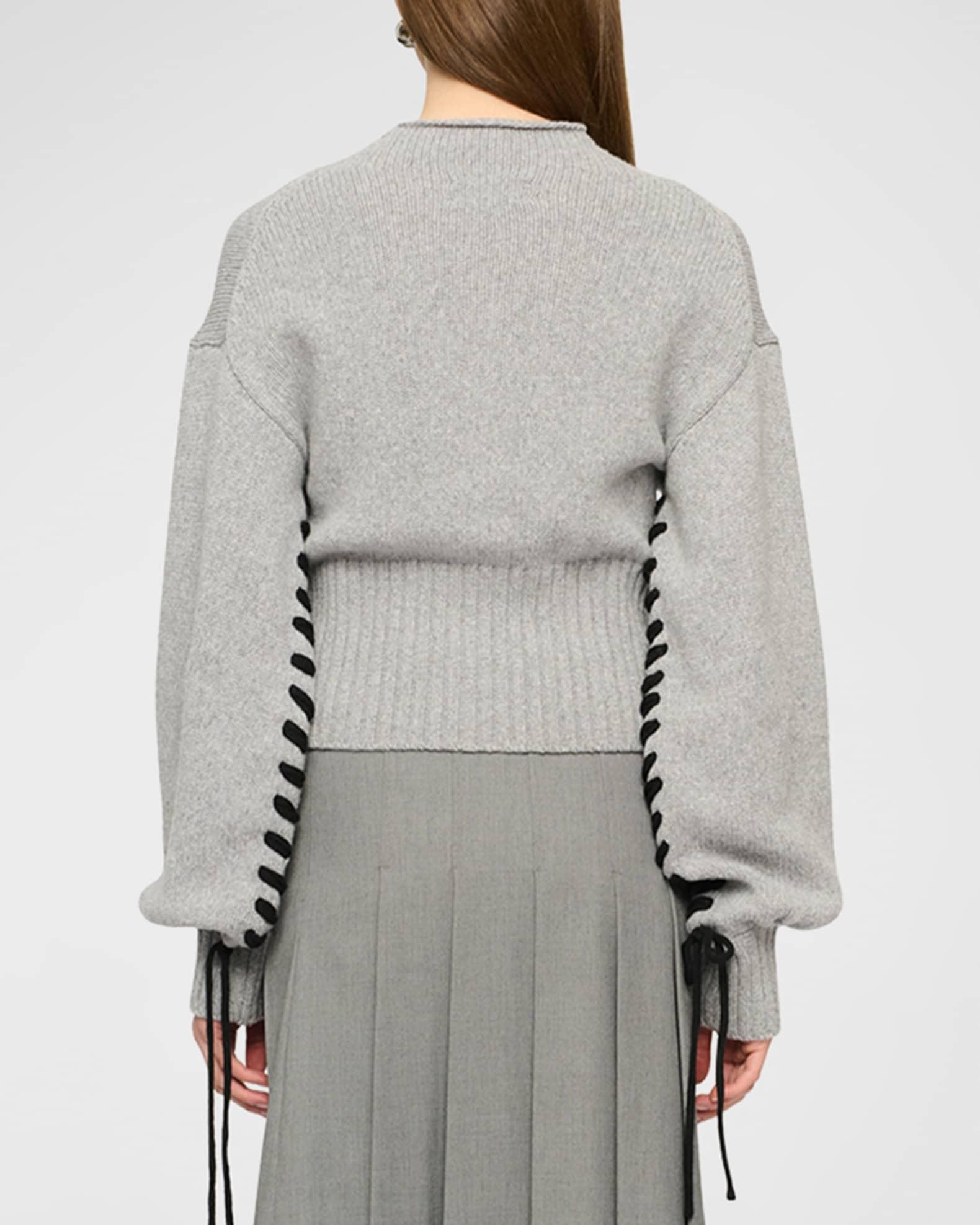 Archie Tie Cropped Wool Sweater Product Image