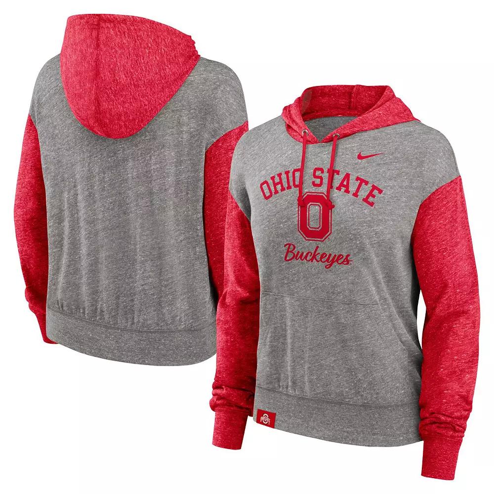 Women's Nike Heather Gray/Green Michigan State Spartans Blitz Color Block Legacy Pullover Hoodie, Size: Medium, Grey Product Image