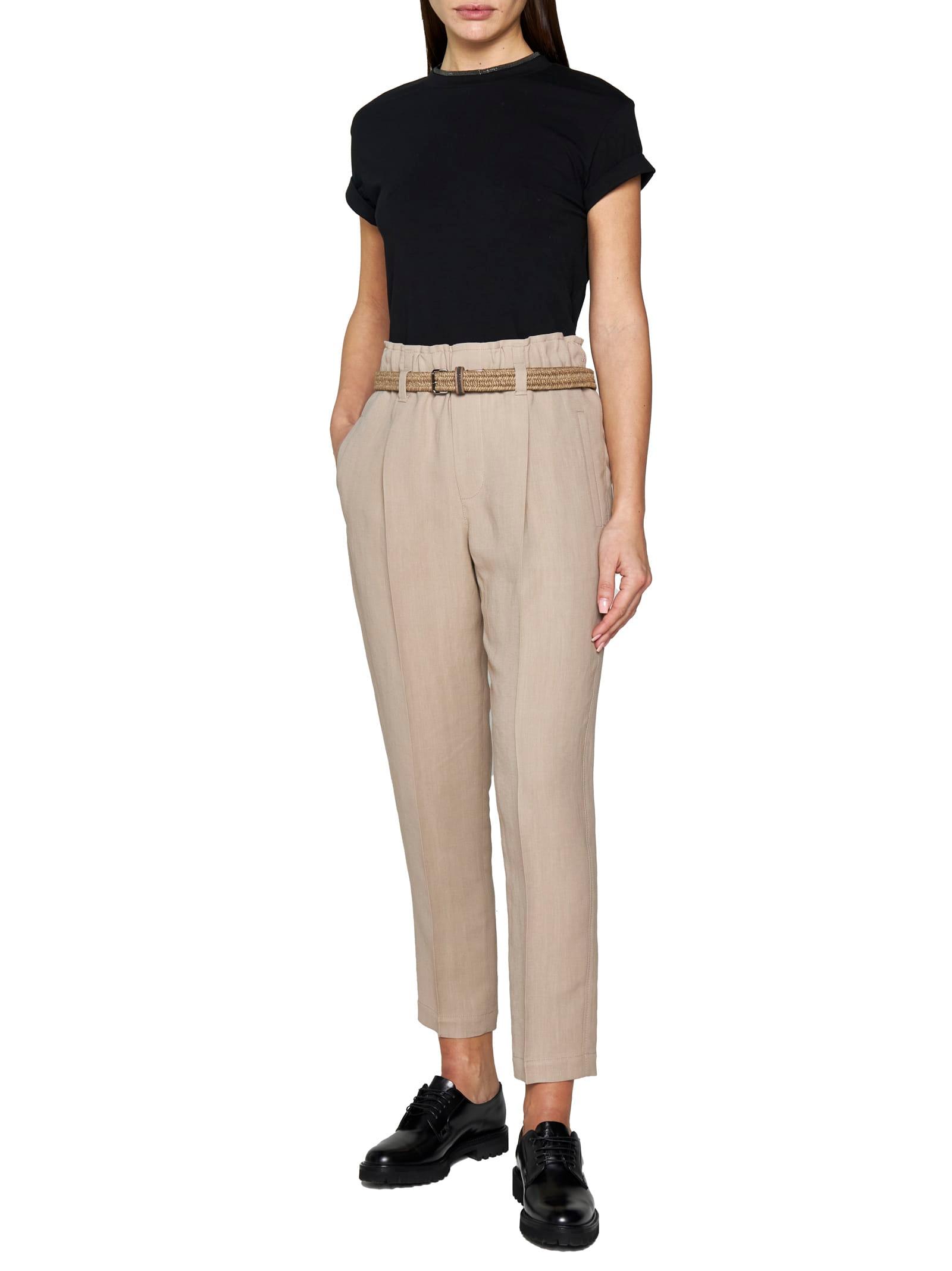 BRUNELLO CUCINELLI Women Stretch Cotton Jersey T-shirt With Precious Faux-layering In Black Product Image