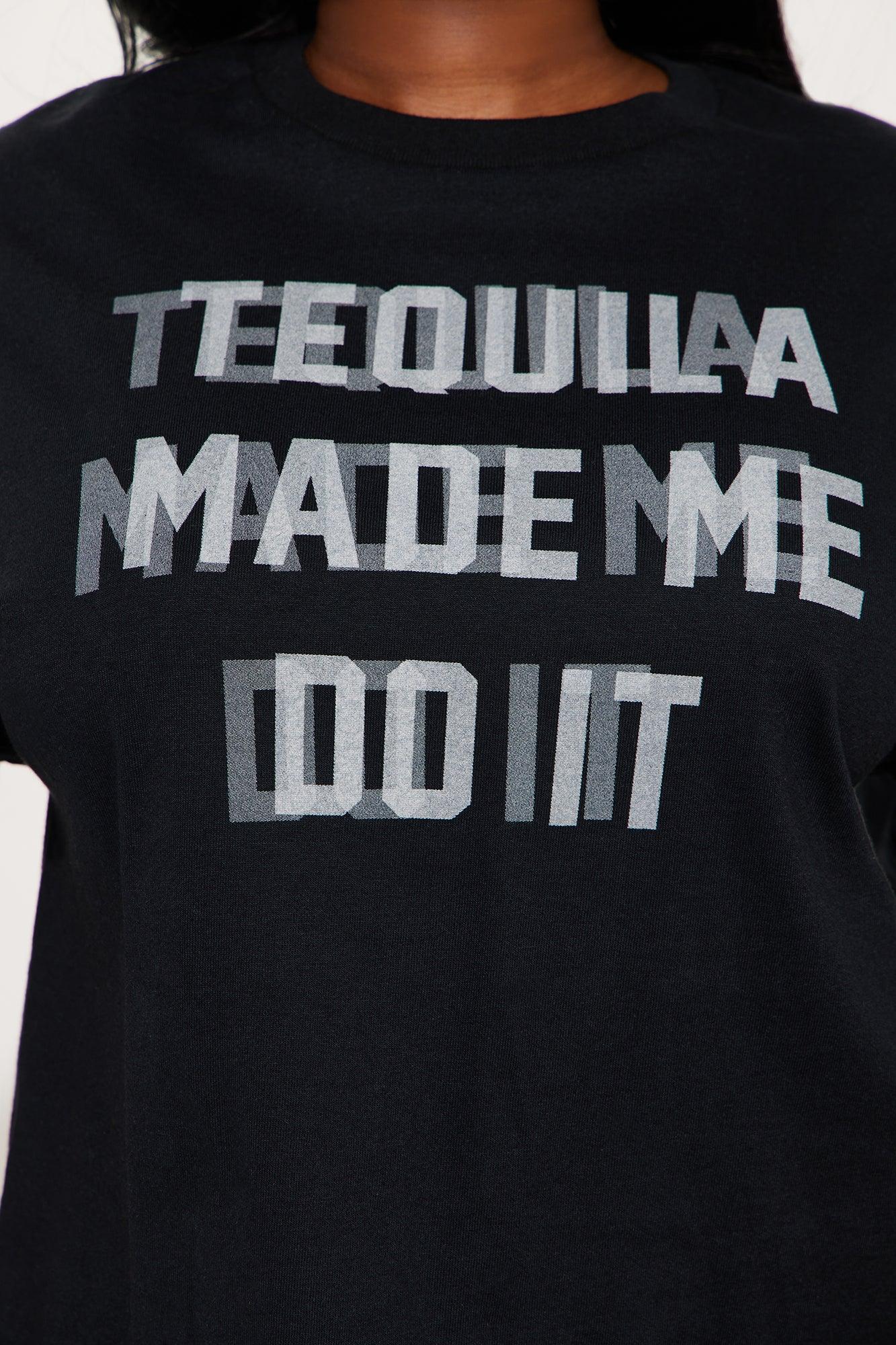 Tequila Made Me Do It Crop Tee - Black Product Image