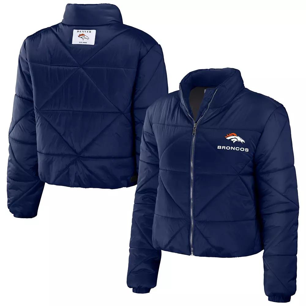 Women's WEAR by Erin Andrews Navy Chicago Bears Cropped Puffer Full-Zip Jacket,  Product Image