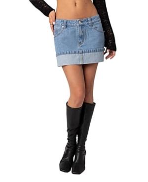 Edikted Folded Denim Mini Skirt Product Image