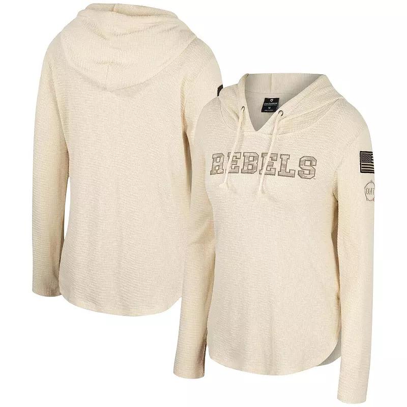 Women's Colosseum Cream Ole Miss Rebels OHT Military Appreciation Casey Raglan Long Sleeve Hoodie T-Shirt,  Product Image