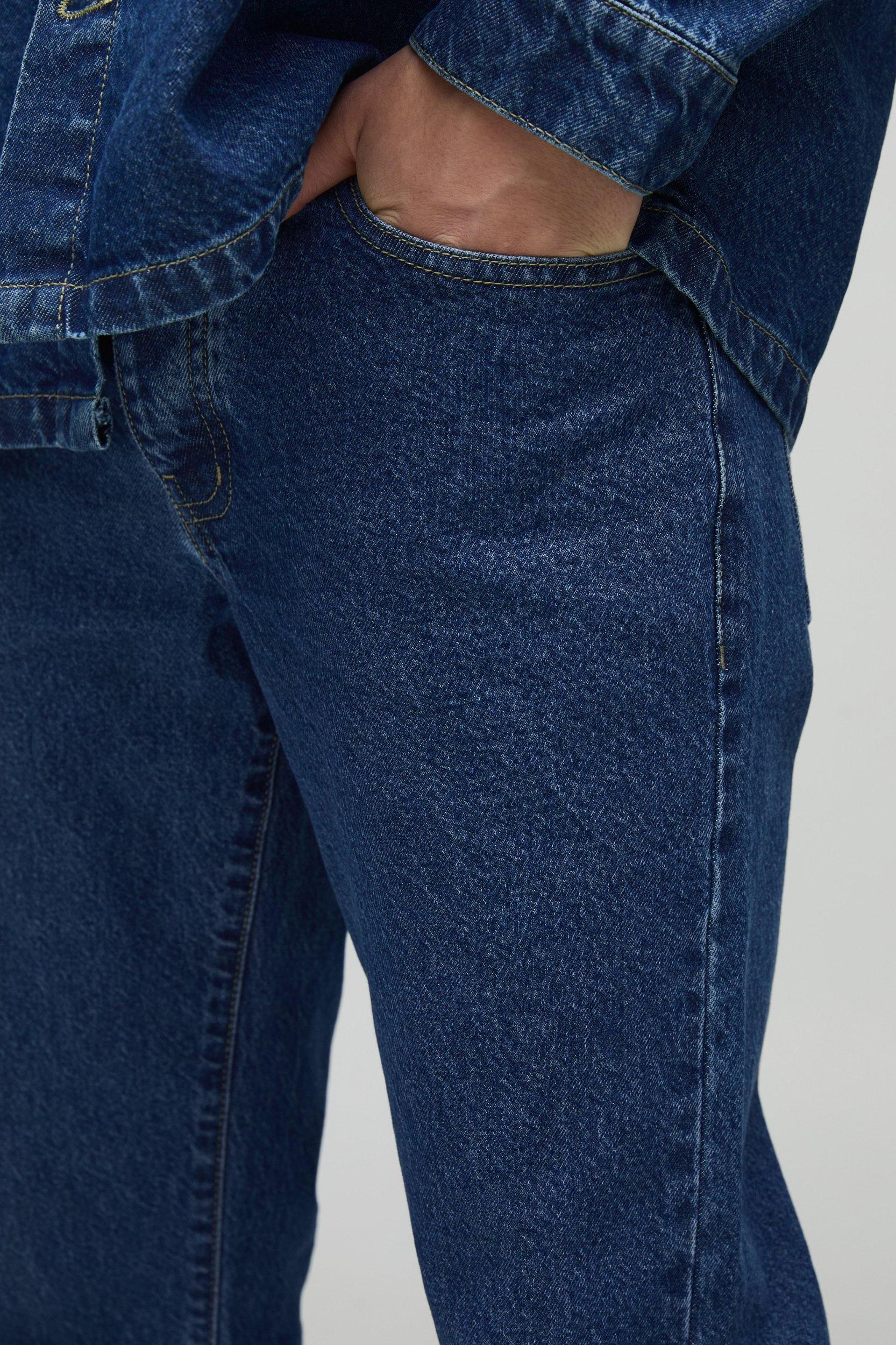 Oversized Denim Back Embroidered Shirt | boohooMAN USA Product Image