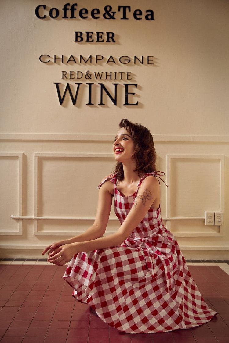 Red & White Picnic Swing Dress Product Image