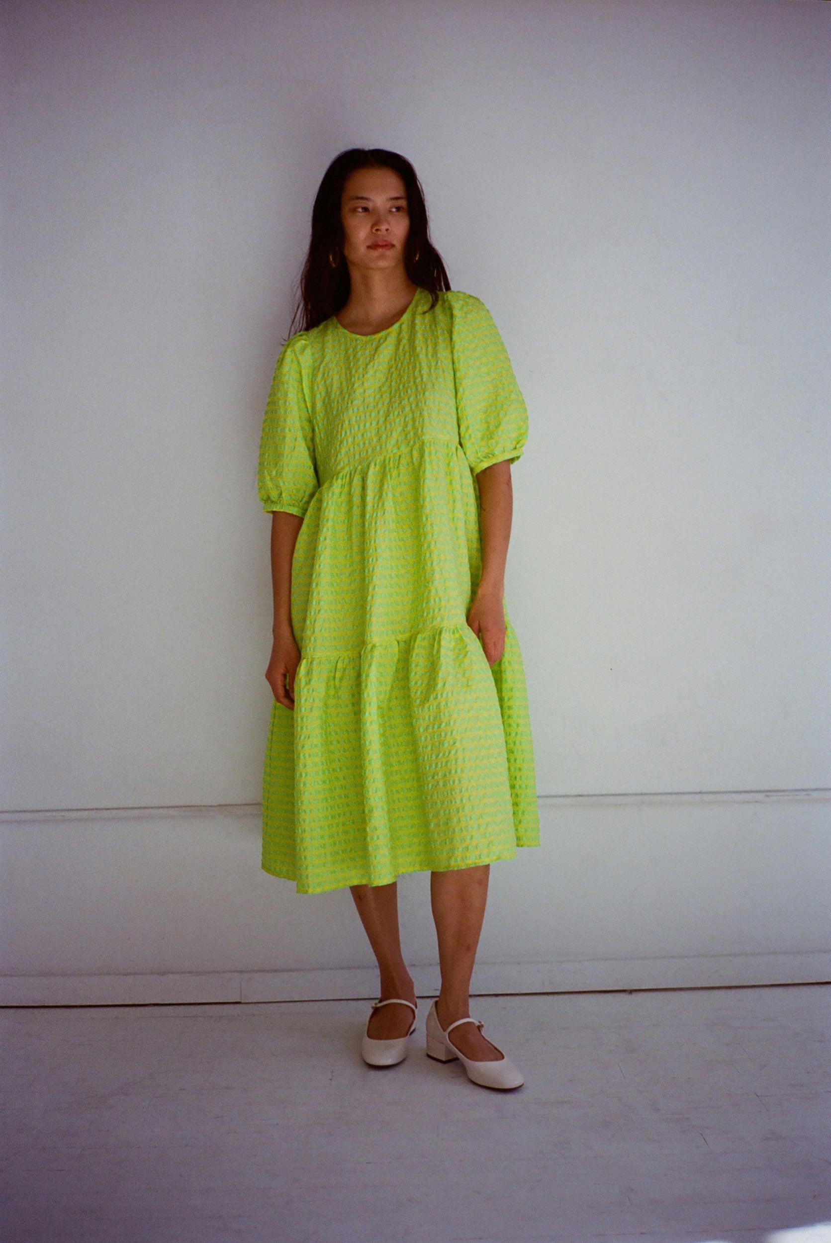 Rosemary Dress - Acid Apple Gingham Product Image