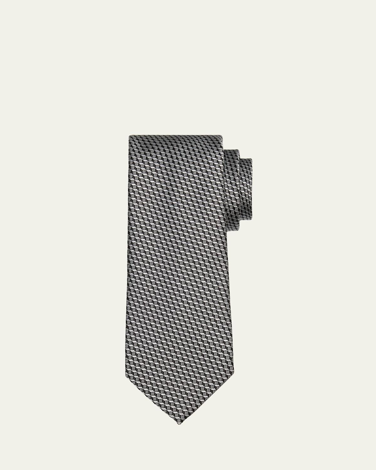 Mens Geometric Mulberry Silk Tie Product Image