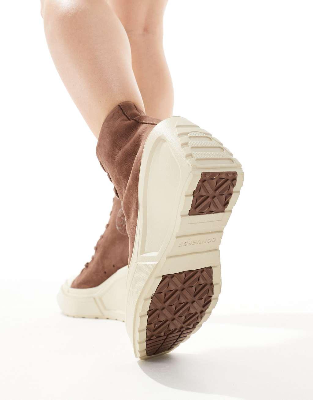 Converse Chuck 70 De Luxe wedge platform hi top sneakers in brown Product Image