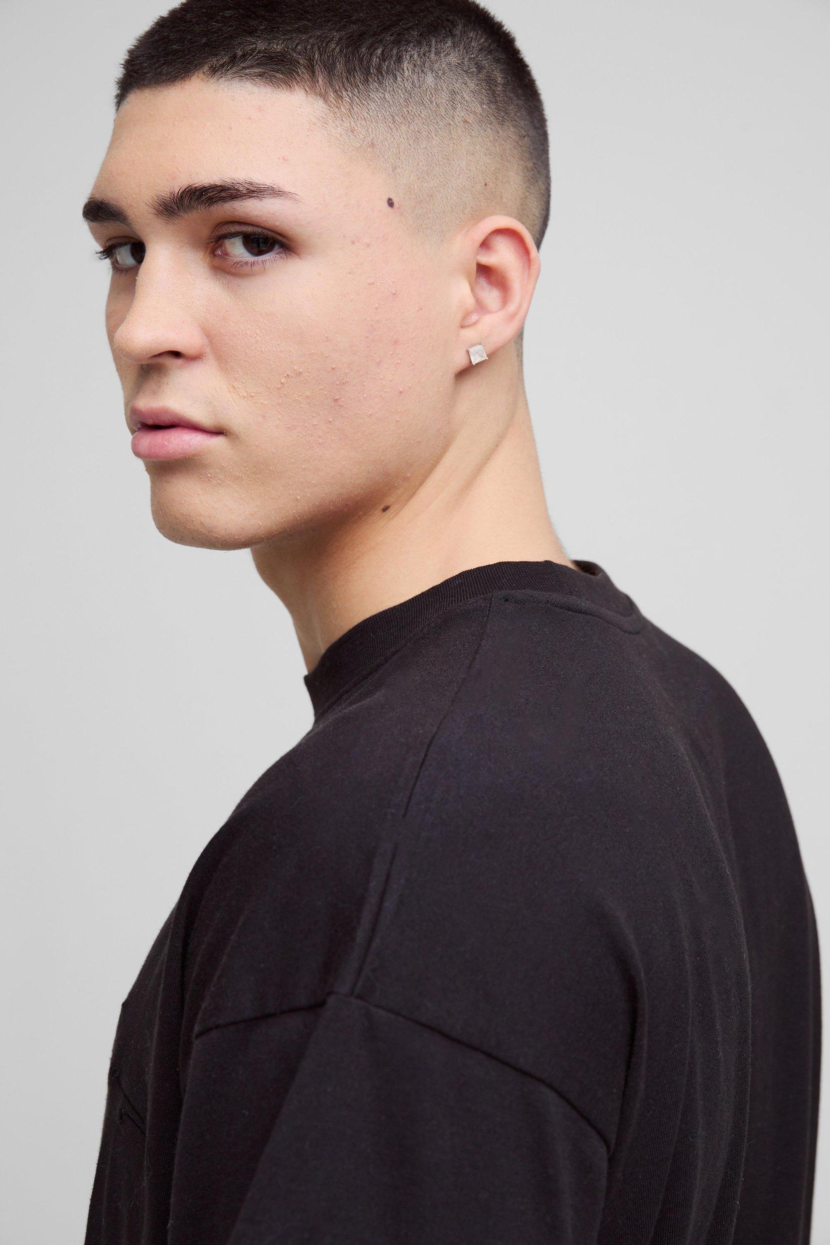 Oversized BM Signature Embroidered Crew Neck T-shirt | boohooMAN USA Product Image